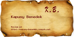Kapusy Benedek névjegykártya