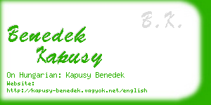 benedek kapusy business card